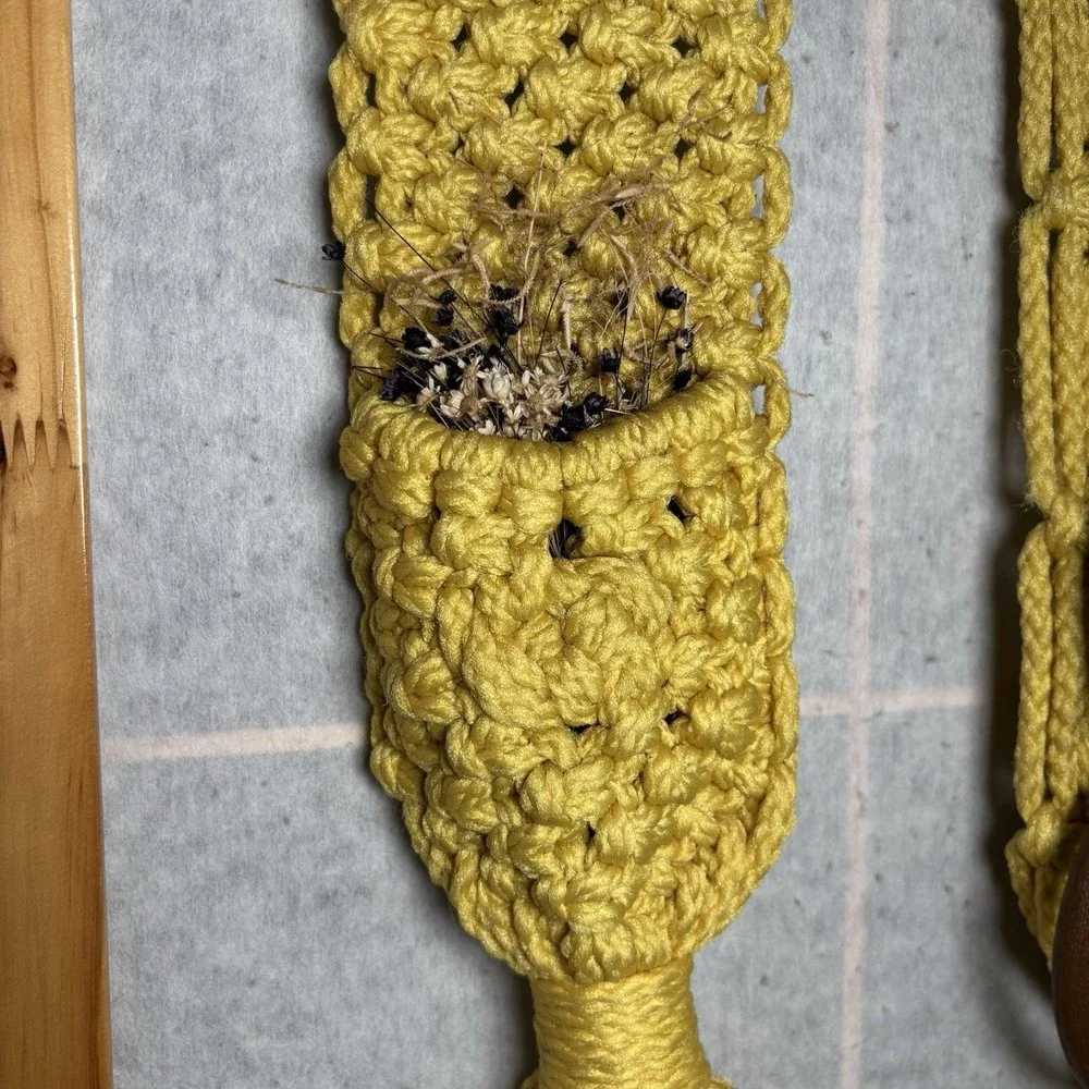 Vintage Macrame With Dried‎ Flowers Towel Hanger Wall Decor Set Cottagecore
